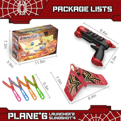Fuwidvia 6 Pack Airplane Launcher Toys, LED Foam Airplane Toys for Kids, Outdoor Plane Flying Toys for Boys Girls Toys Age 3 4 5 6 7 8 9 10 11 12 Year Old boy Birthday Gift Ideas