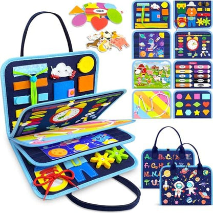 Gojmzo Busy Board Montessori Toys for Toddler Boy Birthday Gifts, Busy Book Sensory Toys for Toddlers, Learning Educational Toddler Travel Activities