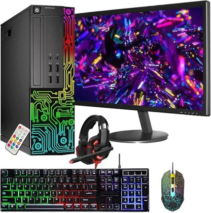 Dell Optiplex Small Desktop Computer (SFF) PC | Quad Core Intel i5 (3.2GHz) | 16GB DDR3 RAM | 512GB SSD | 24 Inch Monitor | RGB Gaming Keyboard & Mouse, Headset | Windows 10 Pro (Renewed)