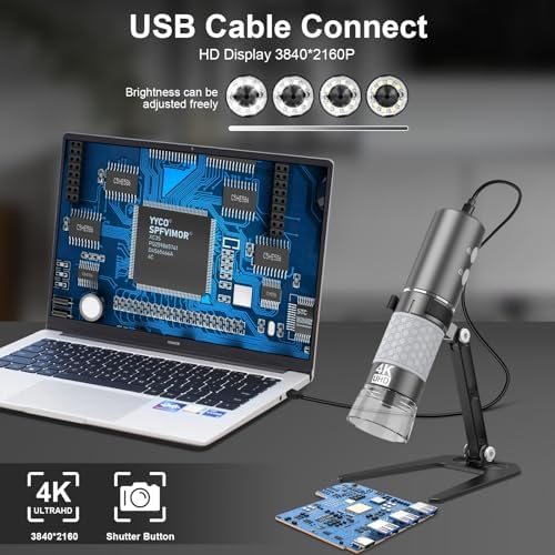 4K HD Wi-Fi Wireless Digital Microscope Camera Magnifier, Compatible for iPhone, iPad, Android Phones and PC