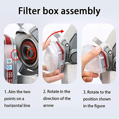 Respirator Reusable Half Face Cover Gas Mask with Safety Glasses, Filters for Painting, chemical, Organic Vapor, Welding, Polishing, Woodworking and Other Work Protection