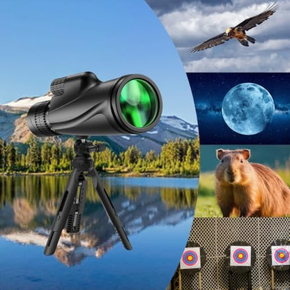 Monocular Telescope 80 x 100 High Powered Monoculars for Adults with Tripod, Monocular for Smartphone Suitable for Bird Watching Larger Vision Monoculars for Adults with BAK4 Prism & FMC Lens Black
