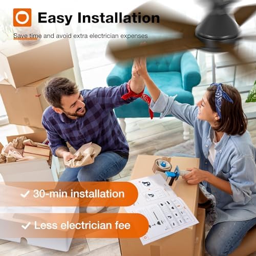 addlon Ceiling Fans with Lights, 42 Inch Low Profile Ceiling Fan with Light and Remote Control, Flush Mount, Reversible, 3CCT, Dimmable, Quiet, Black Small Ceiling Fan for Bedroom Indoor/Outdoor Use