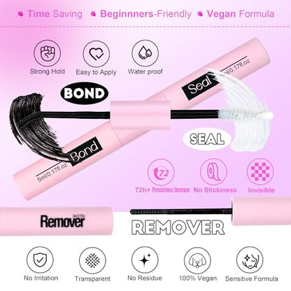 Pawotence Lash Extension Kit DIY 280pcs Individual Lash Clusters Kit 30D 40D Cluster Eyelash Extensions Kit with Lash Bond and Seal, Lash Remover, Lash Tweezers for Self Use (30D&40D, 9-16mm, All Kit)