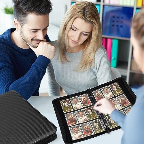 9 Pocket Card Binder, Premium Zip Trading Card Binder, 720 Double Sided Pocket PU Collection Binder, Collector Album, Card Folder for MTG, TCG, Sports Cards, (Black)
