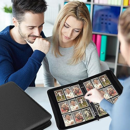 9 Pocket Card Binder, Premium Zip Trading Card Binder, 720 Double Sided Pocket PU Collection Binder, Collector Album, Card Folder for MTG, TCG, Sports Cards, (Black)