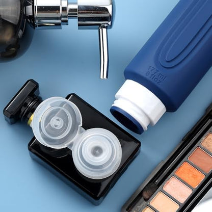 Travel Bottles for Toiletries, Large 6oz Oversize Containers, BPA Free Leak Proof Tubs Refillable Liquid Traveler Accessories with Toiletry Bag for Cometic Shampoo and Lotion Soap (4 Pack)