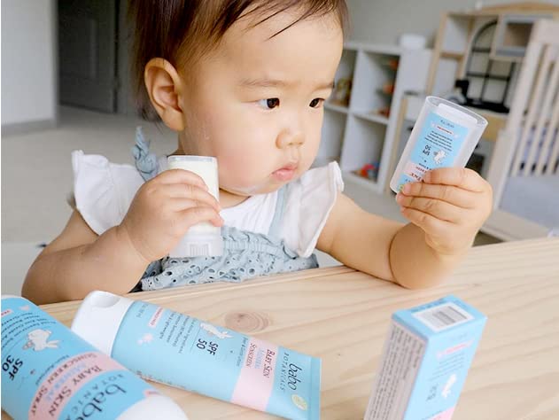 Babo Botanicals Sensitive Baby Mineral Sunscreen Stick SPF 50-70% Organic Ingredients - Zinc Oxide - NSF & Made Safe Certified - EWG Verified - Water Resistant - Fragrance-Free - for Babies & Kids