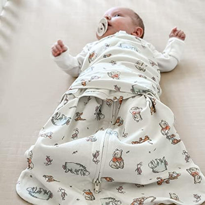 HALO Disney Baby 100% Cotton Sleepsack Swaddle, 3-Way Adjustable Wearable Blanket, TOG 1.5, Winnie Frolic, Newborn, 0-3 Months