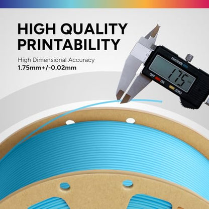 OVERTURE PLA Filament 1.75mm, Neatly Wound 3D Printer Filament 1kg Spool (2.2lbs), Dimensional Accuracy +/- 0.02 mm, Fit Most FDM 3D Printers (Light Blue)