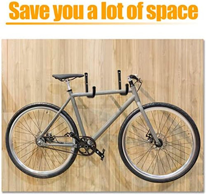 KURUI Wall Hooks for Garage Garden, 4 Pack Water Hose Holder, Large Garage Storage Hanger for Ladder Bike Extension Cord Tool, Wall Mount l Hooks, Black Heavy Duty 8 inch Long Hook