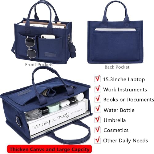 Tote Bag for Women With Compartments,Large Canvas Tote Women's Purse Crossbody Bags Work Laptop Book Bag Satchels Handbags