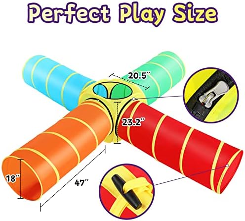 Moncoland Kids Play Tunnel Tent for Toddlers, 5 PCS Colorful Pop Up Crawl Tunnel Toy for Baby or Pet, Collapsible Gift for Boy and Girl Indoor Outdoor Game