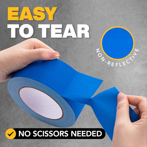 Gaffers Tape (6 Pack) Strong Hold, Easy to Rip, Residue-Free Professional Grade Floor Tape for Electrical Cords, Matte Finish Non Reflective, Weather Resistant (Blue, 2" x 30 Yards)