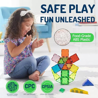 EchoPlan Magnetic Tiles,68PCS Magnetic Building Blocks,Magnet Tiles 3D Clear Building Blocks Set,STEM Sensory Educational Toys Gift for Toddlers Kids Boys 3 4 5 6 7 8 9+ Year Old