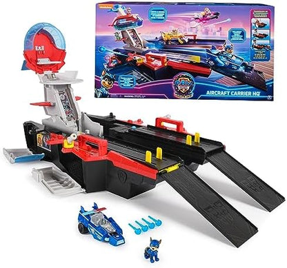 PAW Patrol: The Mighty Movie, Aircraft Carrier HQ, with Chase Action Figure and Mighty Pups Cruiser, Kids Toys for Boys & Girls 3+