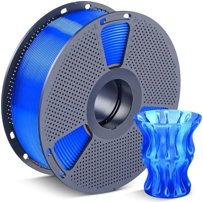 SUNLU 3D Printer Filament, Neatly Wound PLA Filament 1.75 mm, Dimensional Accuracy +/- 0.02mm, Fit Most FDM 3D Printers, 1kg Spool (2.2lbs), 330 Meters, Transparent 3D Printing Filament, Clear Blue