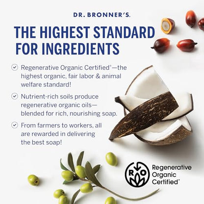 Dr. Bronner's Pure-Castile Magic Liquid Soap- Made with Regenerative Organic Oils- For Body, Face, Hair, Dishes, Pets, Laundry Natural, Vegan, Non-GMO - Peppermint, 32 oz (2-Pack)