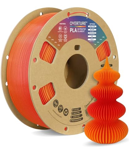 OVERTURE Rainbow PLA Filament 1.75mm, Neatly Wound 3D Printer Filament 1kg Spool (2.2lbs), Dimensional Accuracy +/- 0.02 mm, Fit Most FDM 3D Printers(Tequila Sunrise)