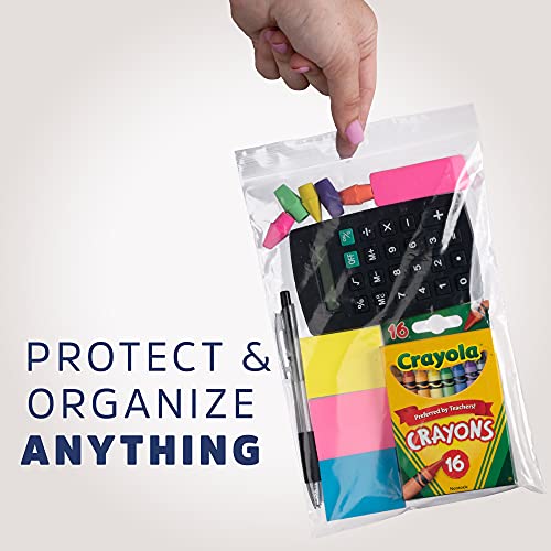 GPI Case of 1000 6" X 9" Clear Plastic Reclosable Zip Bags - Bulk 2 Mil Thick Strong & Durable Poly Baggies with Resealable Zipper Top Lock & Write-on White Block, for Storage, Packaging & Shipping