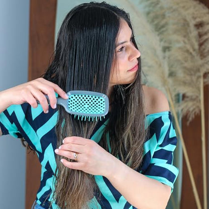 FHI Heat UNbrush Detangling Brush for Pain-Free Brushing on All Wet or Dry Hair Types — Durable DuoFlex Anti-Static Bristles, Lightweight Handle, Vented Hair Brush