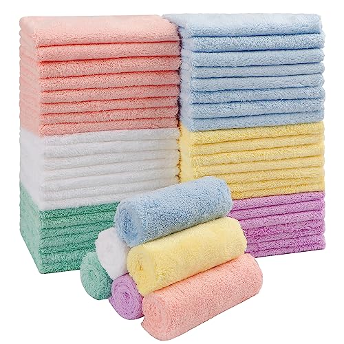 HOMEXCEL Baby Washcloths 50 Pack, Microfiber Coral Fleece Baby Bath Face Towel 7 x 9 Inch Extra Absorbent and Soft Burp Cloth and Wash Cloths for Newborn,Infants and Toddlers, Gentle On Sensitive Skin