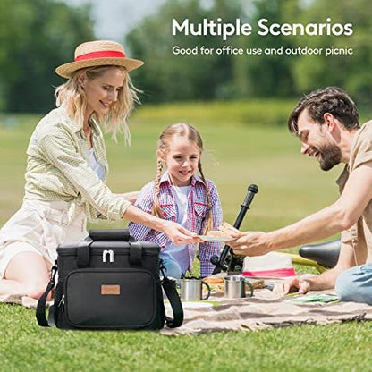 Lifewit Large Lunch Bag Insulated Lunch Box Soft Cooler Cooling Tote for Adult Men Women, Black 24-Can (15L)