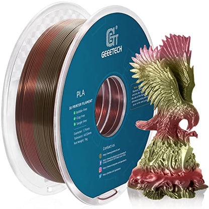 Geeetech Metal-Like Shiny Silk Bronze Rainbow 3D Printer PLA Filament,Shine Silky Metallic Printing Consumable 1.75mm,Dimensional Accuracy +/- 0.02 mm,1kg Spool (2.2lbs),Fit Most FDM Printer