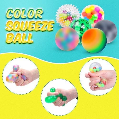 24 Pack Stress Balls, Squishy Balls, Squeeze Balls for Adults, Stress Relief Balls, Prize Box Stuffers, Party Favors