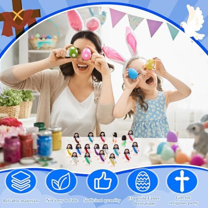 Bememo 100 Pcs Little Jesus Figures Jesus Loves You Original Design Rubber Pocket Toys Little Figures to Hide and Seek Sunday School Religious Party Share Gifts(Vibrant Color)