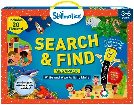 Skillmatics Search and Find Megapack Educational Game - Reusable Preschool Learning Activities, Perfect for Toddlers & Kids Who Love Toys, Art & Crafts, Builds Vocabulary, Gifts for Ages 3, 4, 5, 6