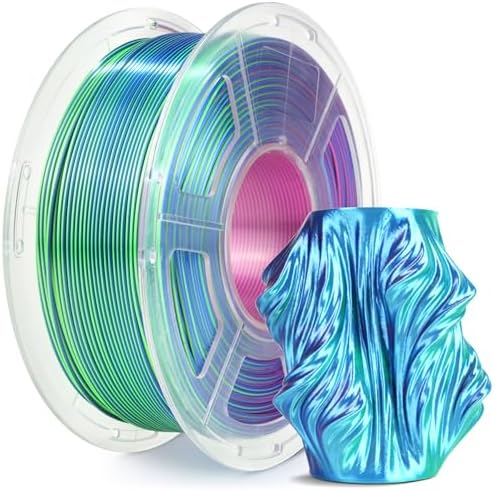 SUNLU Silk Triple Color Pla Filament, Silk PLA 3D Printer Filament 1.75mm, Shiny Silk Texture, Dimensional Accuracy +/- 0.02mm, 1KG Spool (2.2 lbs), PLA Silk Triple Color (Blue Green Purple)