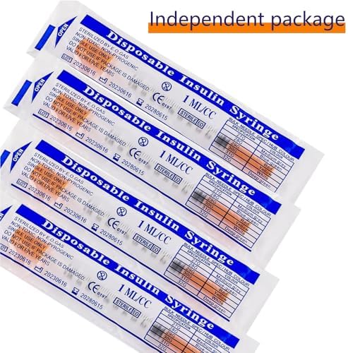 100 Pack 1/2 ml/cc 31Ga Lab Supplies, Individually Package
