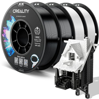 Official Creality PETG 3D Printer Filament 1.75mm 4KG (8.8lbs), High Precision, Strong Toughness, Odorless, Better Flow, Moistureproof 3D Printing CR PETG Filament, Black+Black+White+White