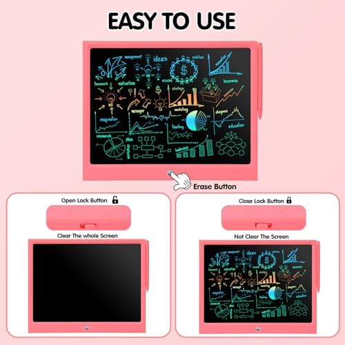 EooCoo Toys for Ages 4-8, 15 Inch LCD Writing Tablet, Drawing Pad Doodle Board, No Mess Coloring Books for Kids, Toddler Travel Essentials Girls Gift, Educational Toy for 4 5 6 7 8 Years Old Kid