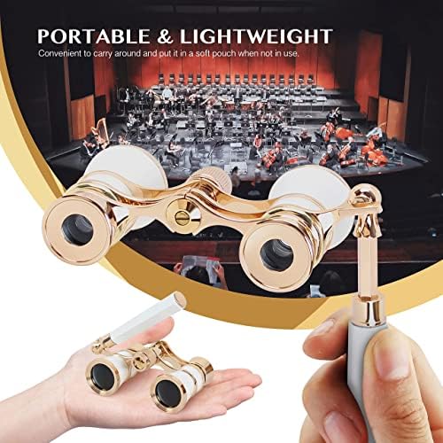 Yourelexit® Opera Glasses Binoculars 3X25 Lorgnette Theater Glasses Optical BK9 Mini Compact Lightweight Built-in Foldable Adjustable Handle Vintage for Adults Kids Women in Musical Concert Cinema