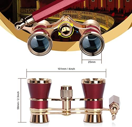 Yourelexit® Opera Glasses Binoculars 3X25 Lorgnette Theater Glasses Optical BK9 Mini Compact Lightweight Built-in Foldable Adjustable Handle Vintage for Adults Kids Women in Musical Concert Cinema