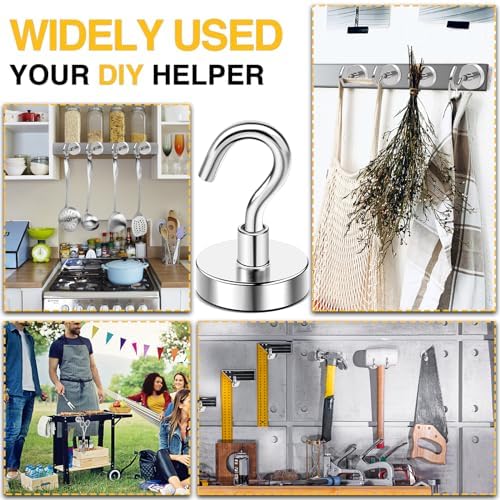 DIYMAG Magnetic Hooks, 80 LB Heavy Duty Strong Magnet with Hooks, Strong Rare Earth Neodymium Magnet Hooks for Hanging, Magnetic Hanger for Curtain, Home, Kitchen, Workplace, 20 Packs