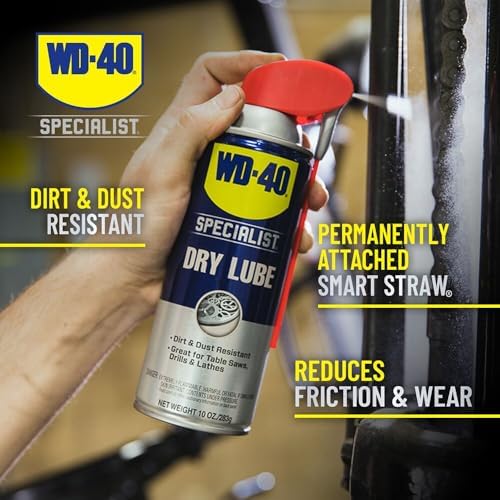 WD-40 Specialist Dry Lube with Smart Straw, Lubricant for Corrosion Protection on Table Saws, Drills and Lathes, Industrial Strength Friction-Reducing Formula, 10 Oz., 6-pack case