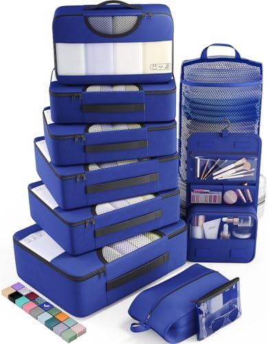 Veken 10 Set Packing Cubes for Travel Essential, Suitcase Organizer Bags in 4 Sizes, Carry-On Luggage Accessories with Large Laundry & Hanging Toiletry Bag, Must-Have for Airplane, Road Trip & Camping