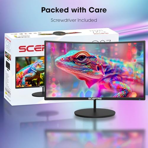 Sceptre Curved 27" FHD 1080p 75Hz LED Monitor HDMI VGA Build-In Speakers, EDGE-LESS Metal Black 2019 (C275W-1920RN)