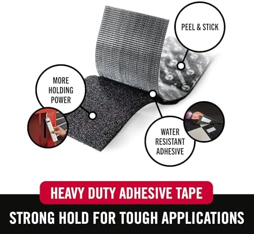 VELCRO Brand Heavy Duty Tape with Adhesive | 15 Ft x 2 In | Holds 10 lbs, Black | Industrial Strength Roll, Cut Strips to Length | Strong Hold for Indoor or Outdoor Use, 15ft x 2in