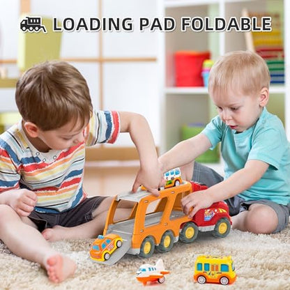 Veslier Toddler Toys Car for Boys Girls Age 1-3 3-5, 5 in 1 Carrier Transport City Vehicles Toys,Kids Toy Cars for Toddlers 1-3, Christmas Birthday Gift for Toddlers 3+.