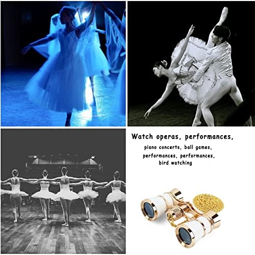Aroncent Opera Glasses Binoculars 3X25 Mini Compact Binoculars with Chain for Adults Kids Women Vintage Theater Musical Concert