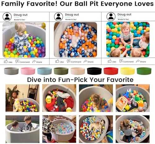 Ball Pit for Toddlers 35.43''x11.81 Baby Ball Pits Soft Memory Foam Ball Pit Round Kids Ball Pit Indoor Game Kids Play Ball Pool Ideal Gift for Girls and Boys (Grey, NO Balls)