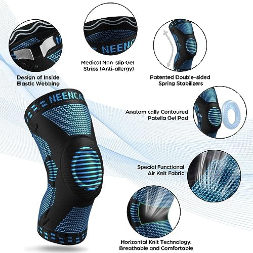 NEENCA Knee Brace for Women & Men, Medical Knee Support with Patella Pad & Side Stabilizers, Knee Compression Sleeve for Knee Pain, Meniscus Tear, ACL, Joint Pain, Runner, Workout - FSA/HSA Eligible