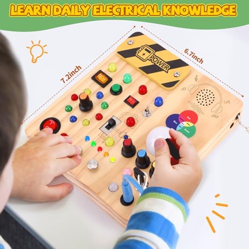 Busy Board,Montessori Toys for 1-3 Years Old, Wooden Toddler Toys, Autism Sensory Travel Toy, Ideal Gift for 1+ Year Old Boys (Busy Board v4)