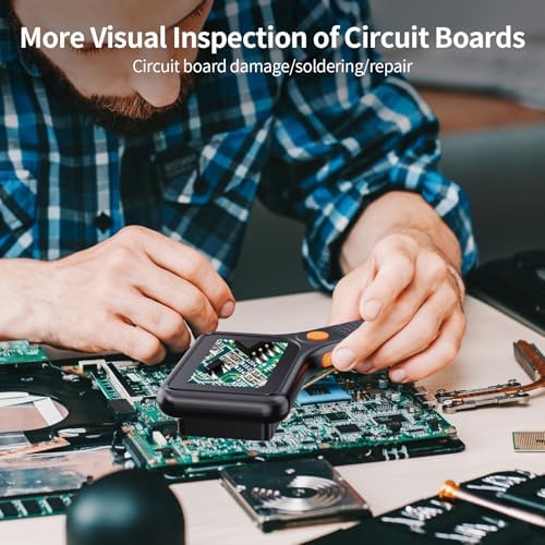 Digital Microscope for Adults, Handheld Pocket USB Microscope with 3 Inch HD Screen, Portable Coin Magnifier with 8 Adjustable LED Lights, Compatible with Windows & MacOS View - Black