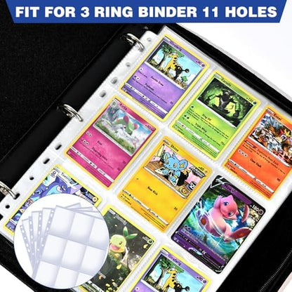 400 Pack 9 Pocket Double Side Card Sleeves Binder Sheets, Holds 7200 Cards, Trading Card Binder Sleeves for 3 Ring Binder, Card Sleeve Pages for Baseball, Football, Business, TCG, Kpop Cards