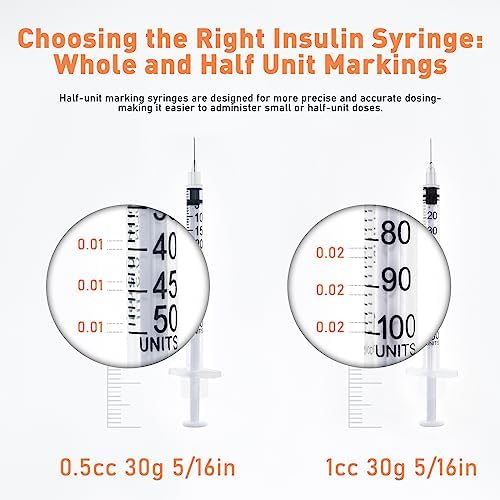 U-100 0.5cc/ml 30 Gauge 5/16" Syringe, Individually Packed 100 PACK